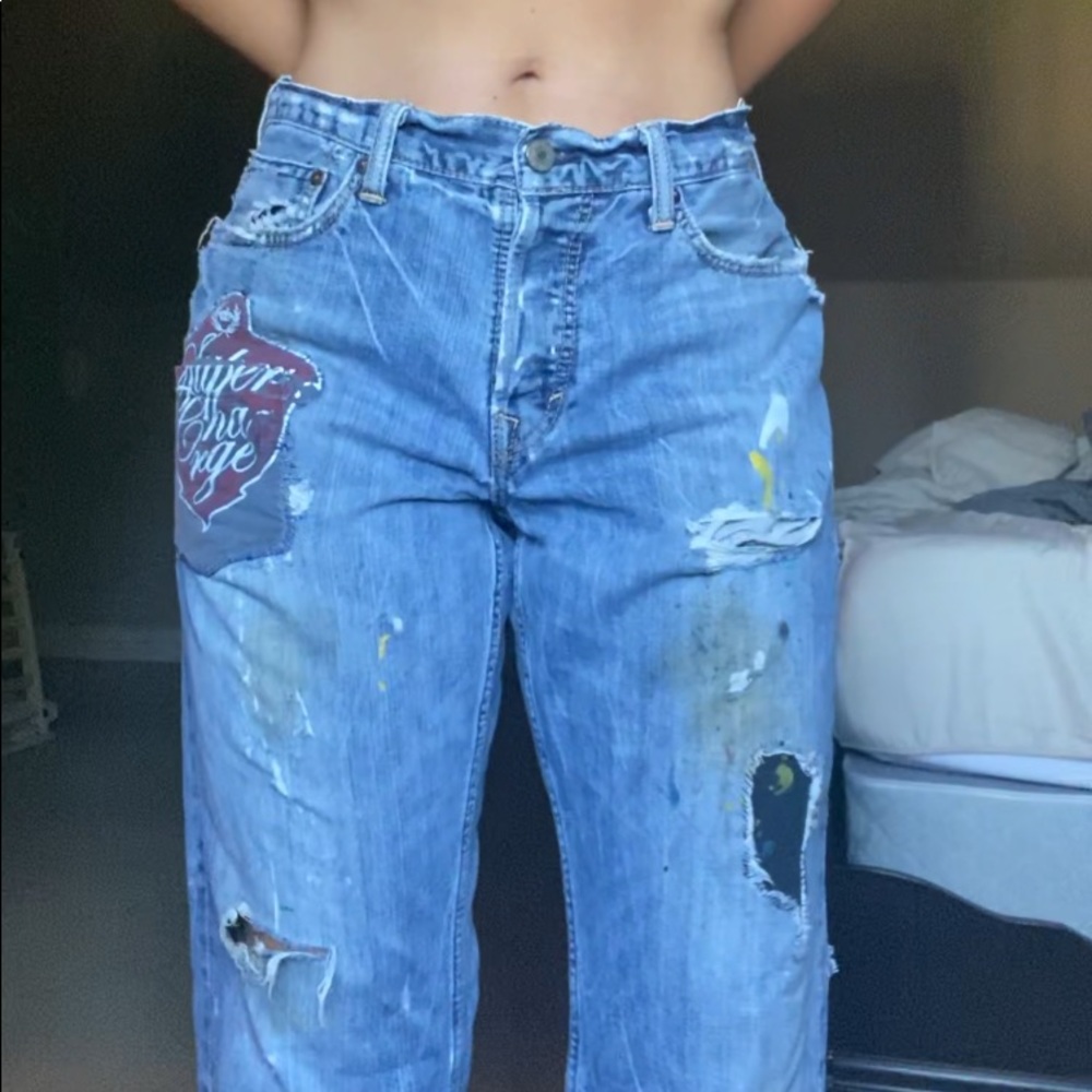 VINTAGE PATCHED/PAINTED JEANS - Picture 2 of 4